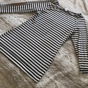 Striped 3/4 sleeve shirt with elbow patches